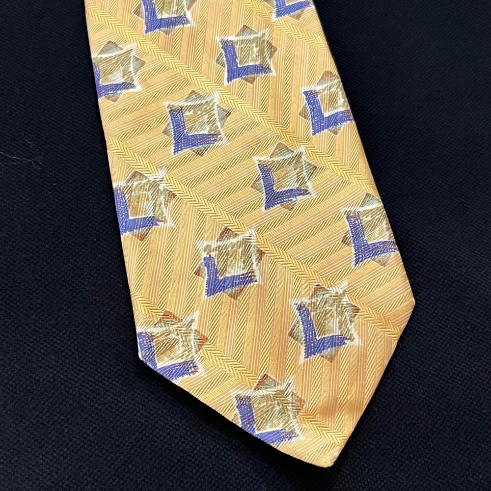 Robert Talbott Best of Class Men Silk Necktie Geometric Shiny Premium Gold